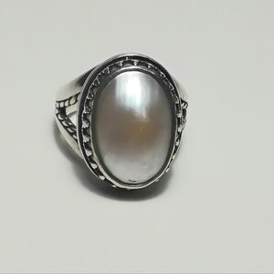 Carolyn Pollack Mother Of Pearl 925 Silver Ring Sz 8-3/4